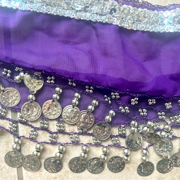 Belly Dancing Scarf Purple Hip Belt Tassel. Stunning & fun for any occasion. - Picture 2 of 2